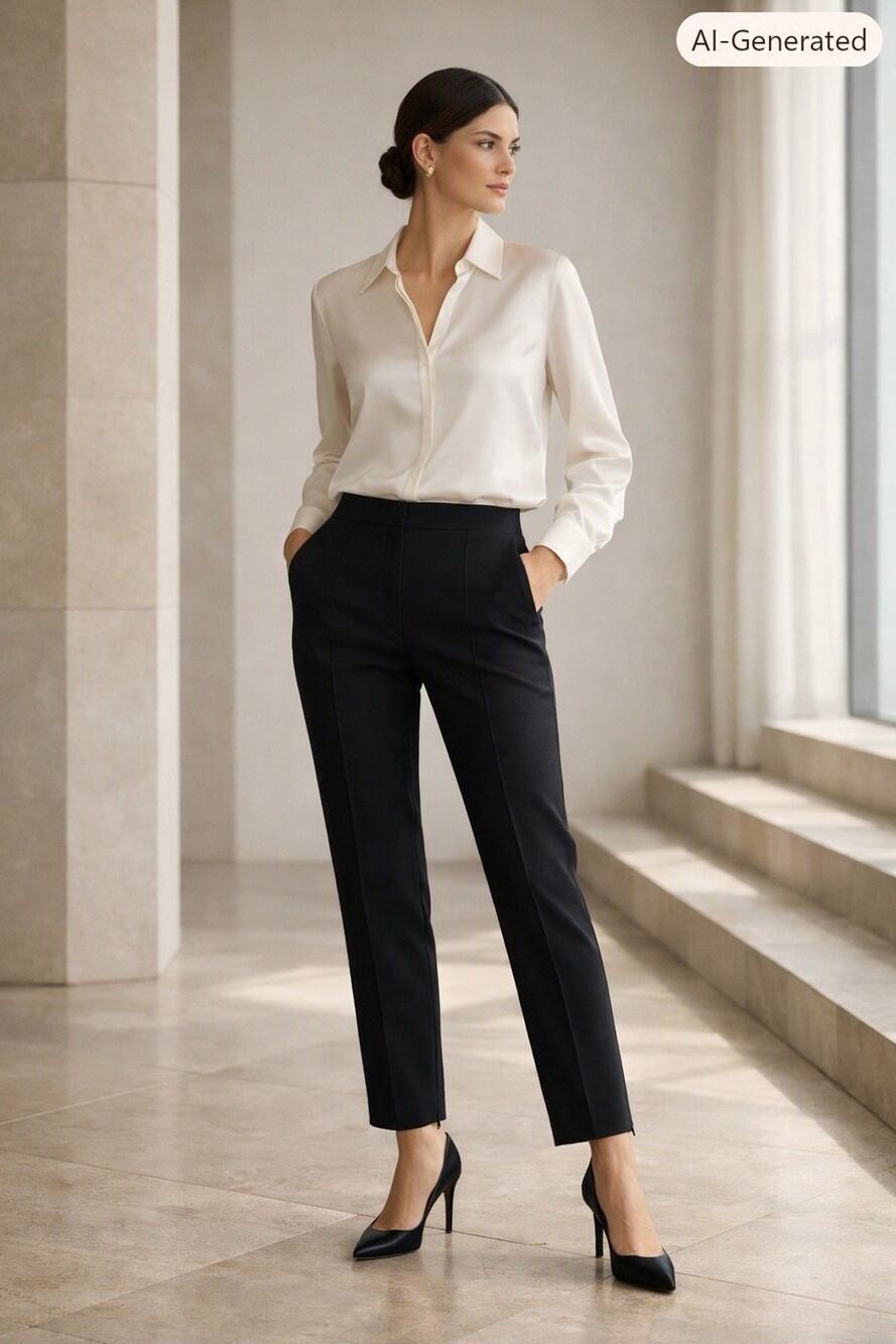 NWT Philosophy Alberta Ferretti Black Wool Slim Cigarette Pants — IT 44 / US 8
